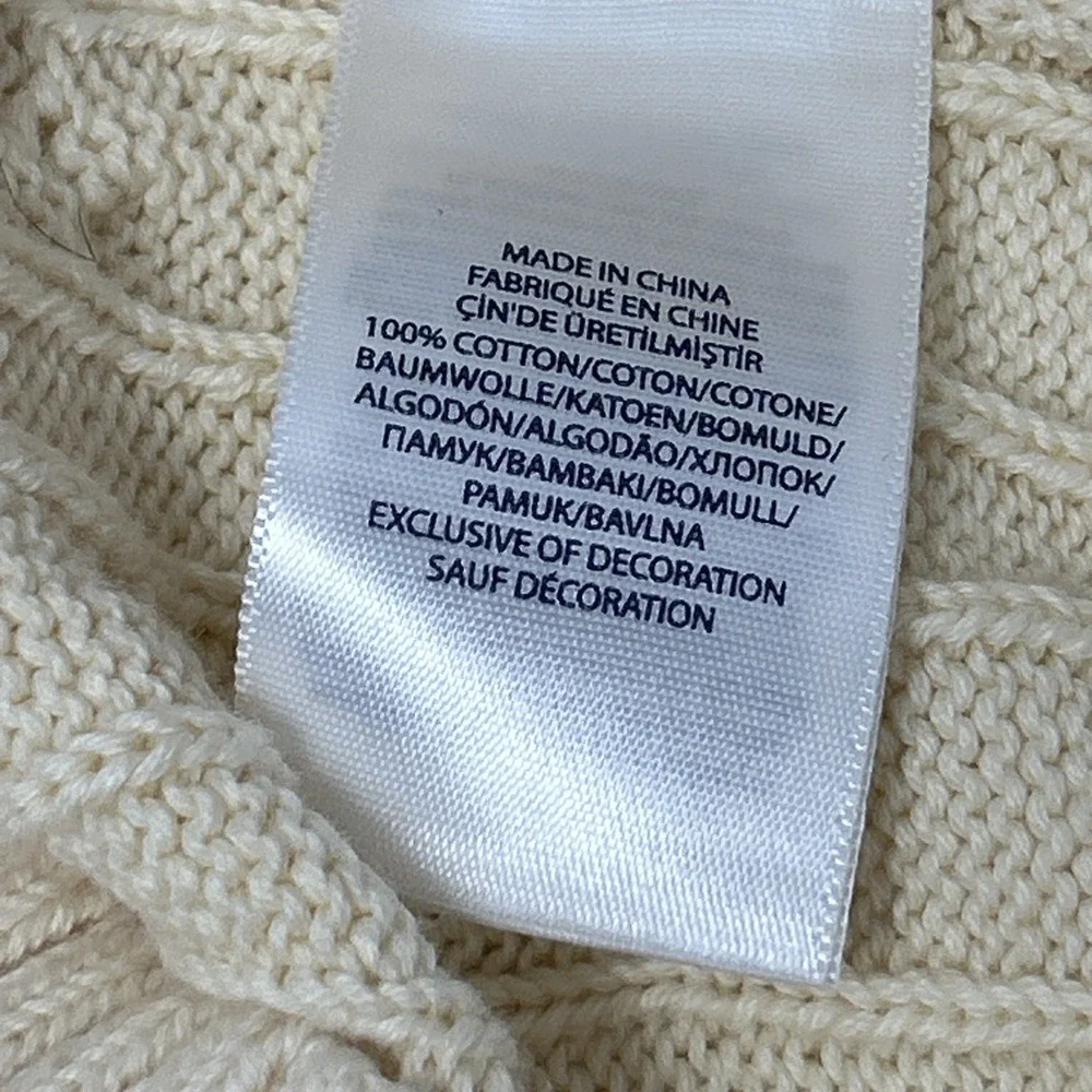 Polo Ralph Lauren Boys XL 18-20 Cream Cotton Cable Knit V-Neck Sweater Vest Kids